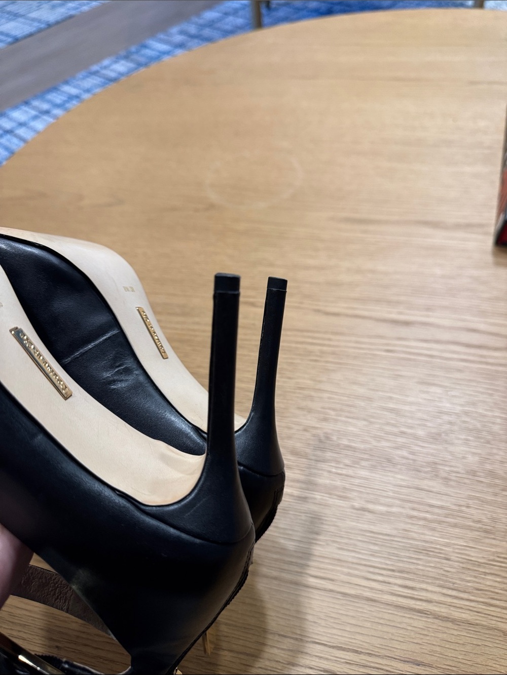 Louise et Cie Black Pointed-Toe Ankle-Strap Pumps with Gold Buckle - Picture 15 of 16